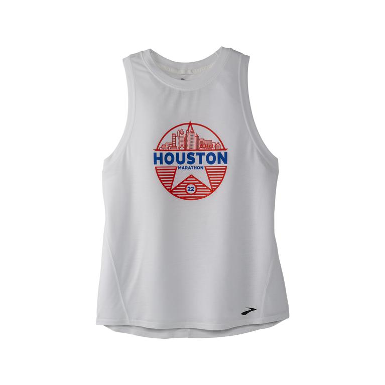 Brooks Houston22 Distance Graphic Womens Running Tank Top - White/26.2 Star - Indonesia (DPWX-14209)